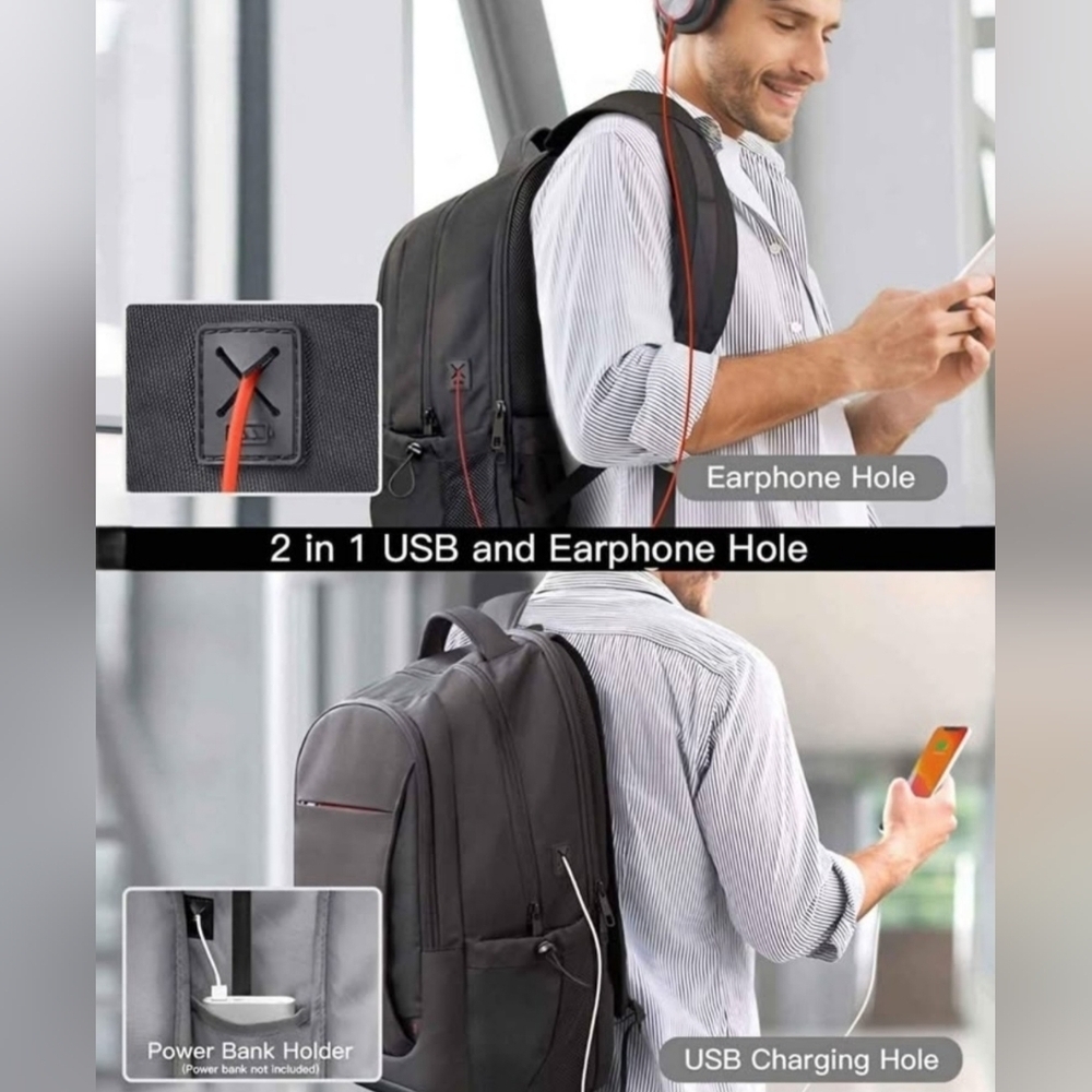 NWOT | Inateck | Laptop Bag Backpack | USB Port | 15.6 inch | Black | - Picture 4 of 10